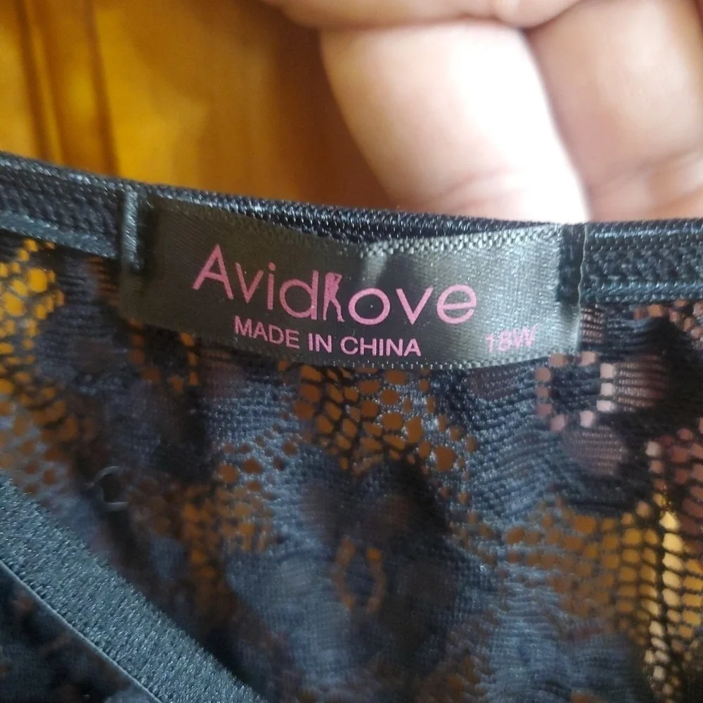 Avid Love Women's Black Lace Babydoll Top Size 18W – Plus Wireless Unlined Sleep